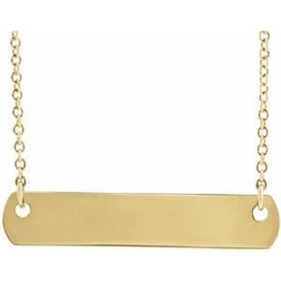 14K Yellow Engravable Bar 16" Necklace - Picture 1 of 2